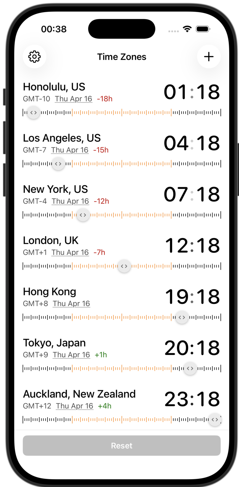 Time Zones iPhone screenshot